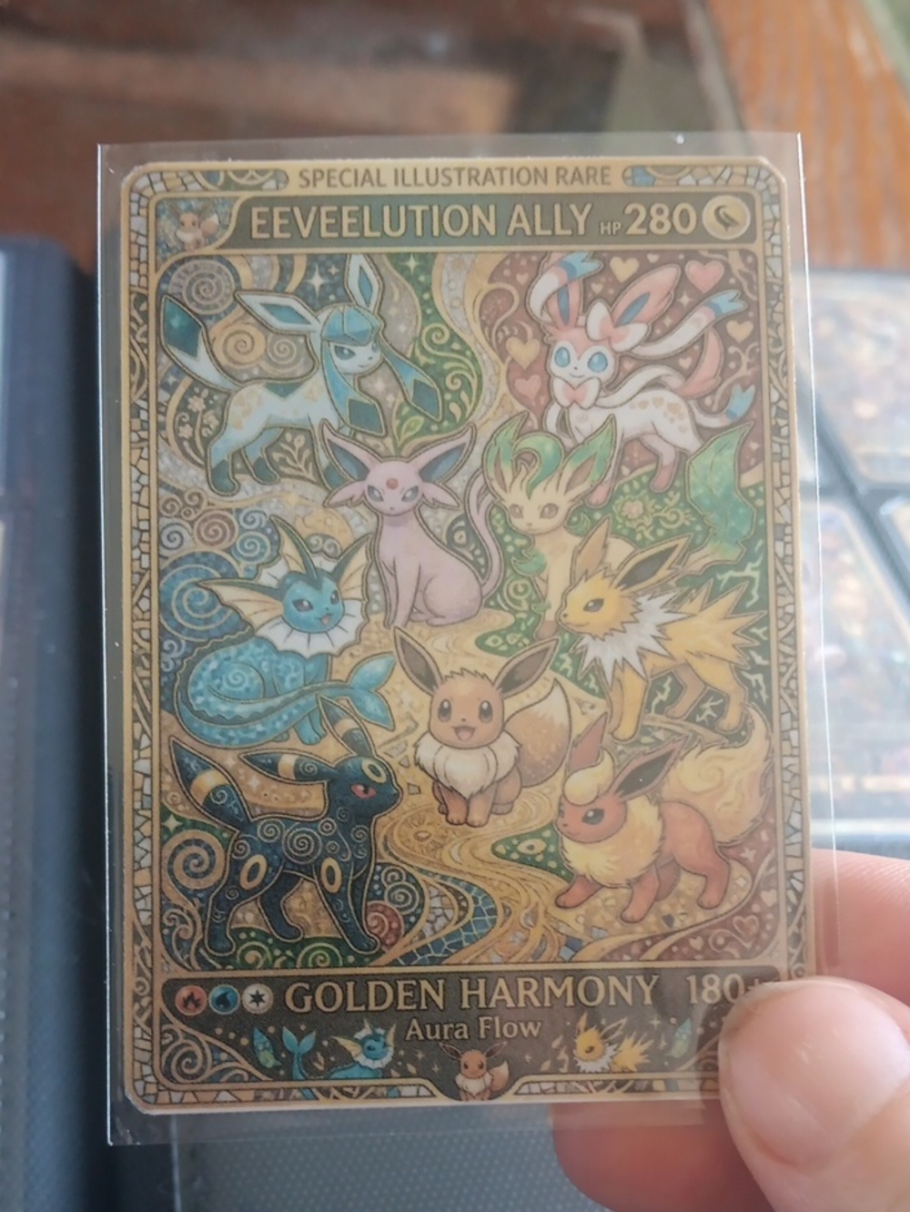 Pokemon Eeveelution Ally Gold-Toned Multicolor Trading Card
